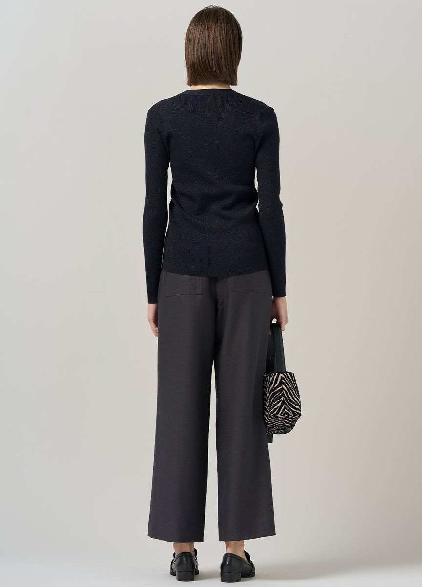 混毛腰間抽褶長寬褲